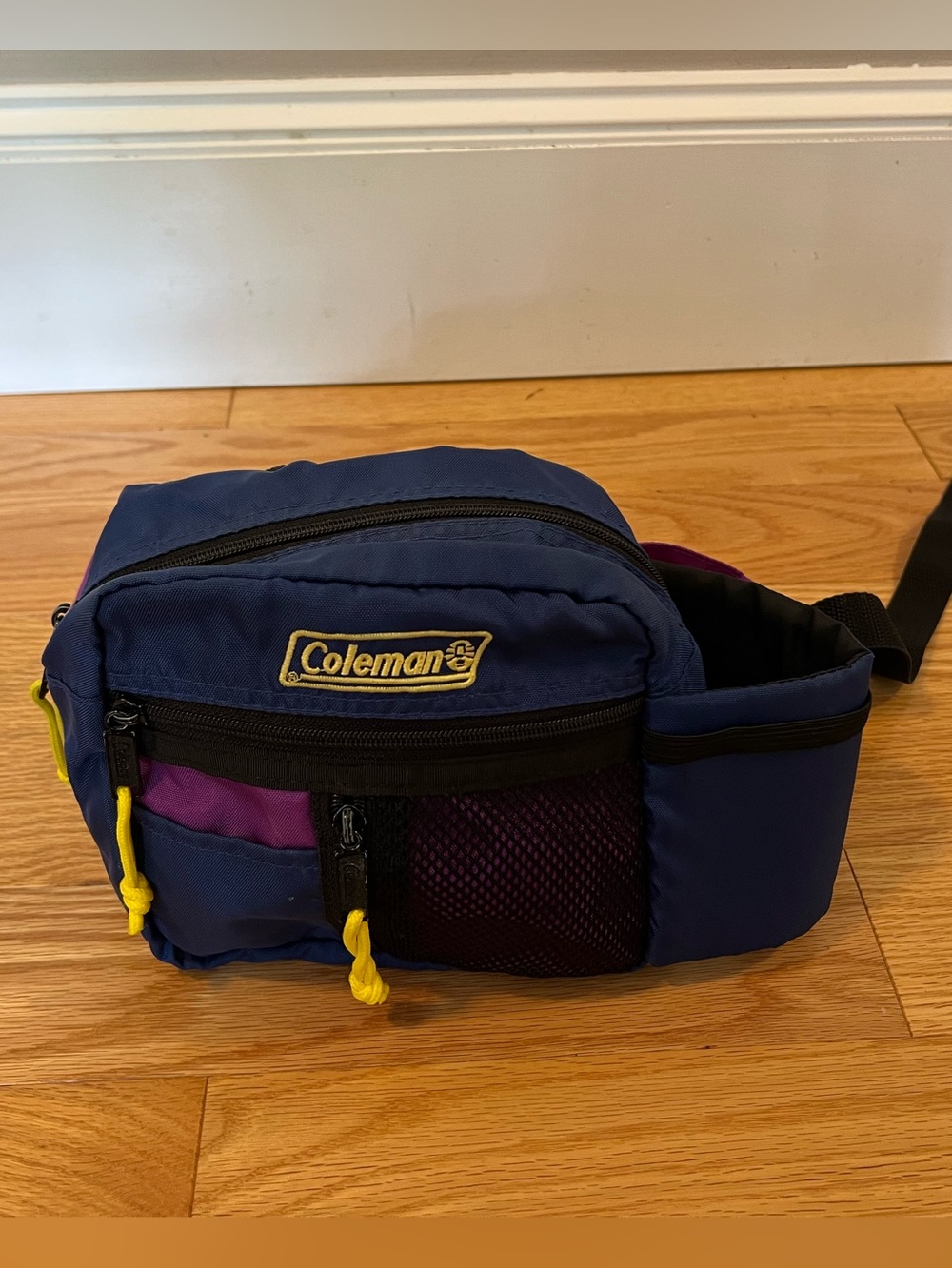 Coleman Navy, Purple and Yellow Waist Pack with Water Bottle Holder